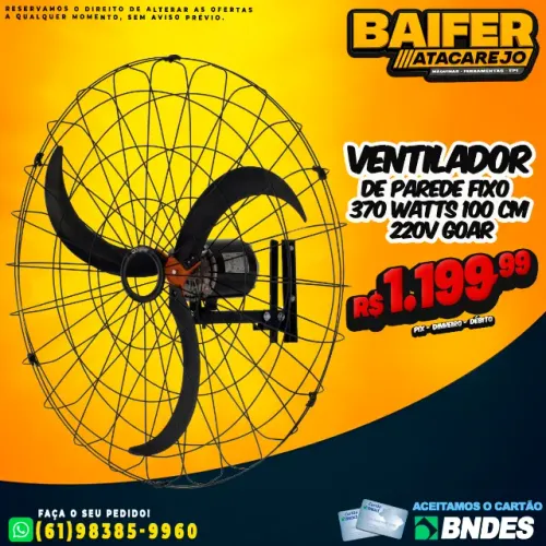 Ventilador de Parede Fixo 1 Metro 370 Watts 220V Goar