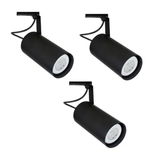 Kit 3 Spots Para Trilho Lisse p/ PAR20 Preto - NEWLINE