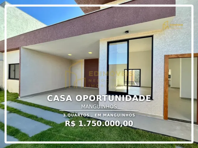 Manguinhos: Casa Linear com Design Moderno e Ampla Área Social