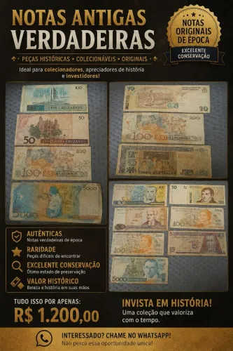 NOTAS ANTIGAS <br>? LEÇÃO DE NOTAS ANTIGAS - PEÇAS HISTÓRICAS E COLECIONÁVEIS! ?