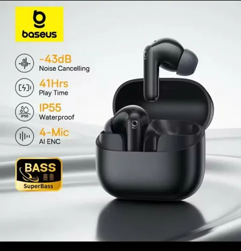Fone Bluetooth Baseus Bass BP1 NC ANC -43dB Sem Fio Bluetooth 6.0 IP55 Super Bass