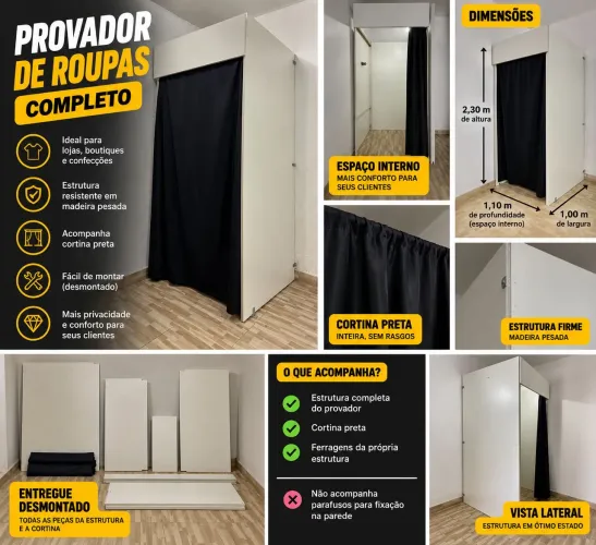 ? Provador para Loja Completo com Cortina