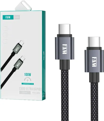 Cabo de dados USB-c Ultra Rápido 100W FAM 1.2m