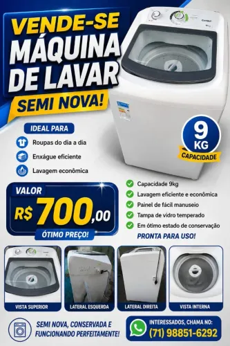 Máquina de lavar Consul 9kg perfeitamente funcionando tudo