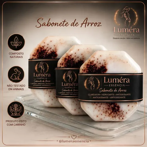 Sabonete Artesanal de Arroz Premium - Luméra Essência