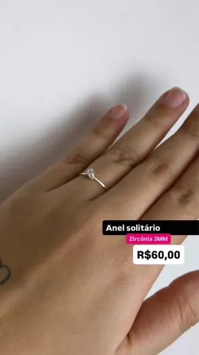 Anel Solitário Zircônia 3MM Prata 925