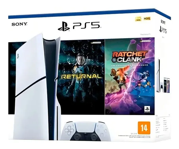 Console PlayStation 5 Midia Fisica Slim Branco 1TB -2 jogos- Controle DuelSense de brinde