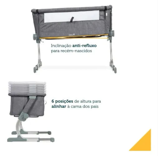 Berço portátil Safety 1st, Side By Side, Cinza