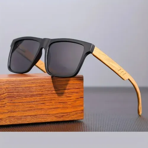 Óculos de sol quadrado premium Estilo, conforto e proteção UV40 bambu
