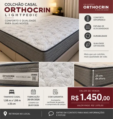 Colchão Orthocrin Lightpedic Casal 1,58 x 1,98 - Praticamente Novo