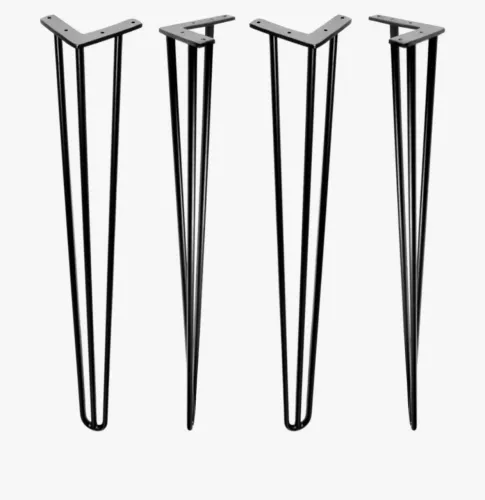 Kit 4 Pés Para Mesas 75cm 10mm Pé Hairpin Leg Aço Reforçado Preto