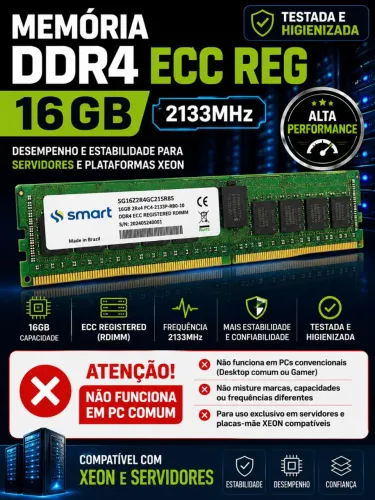 01 Pente de ddr4 de 16gb ecc para Xeon e x99