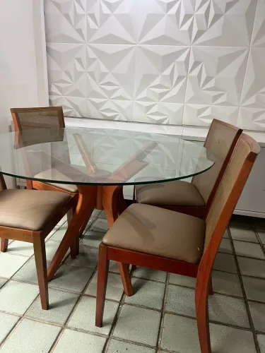 Mesa tok stok madeira redonda 120 diâmetro