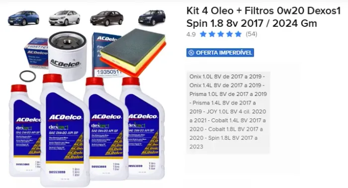 Kit Manutenção Onix, Prisma,Cobalt,Spin