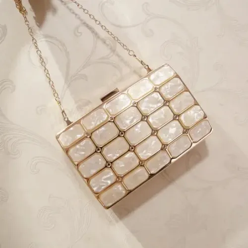 Bolsa Clutch Acrílico Madrepérola