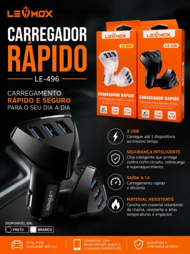 Carregador veicular pra celular 
