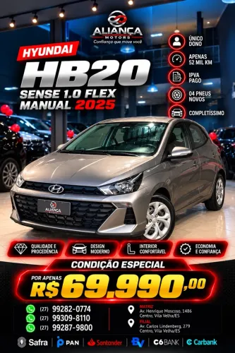 Hyundai HB20 Sense Plus1.0 Flex 12V Mec. 2025