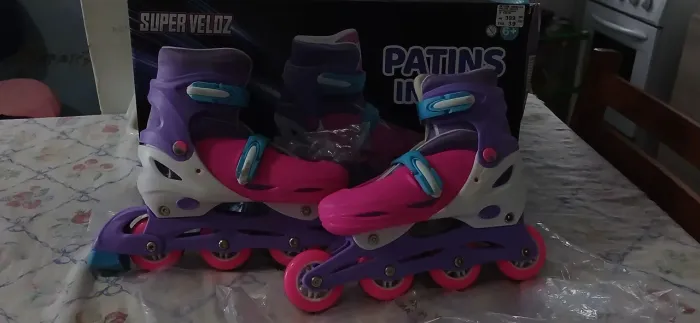 Roller inline de brinquedo roxo, ajustável, com freio