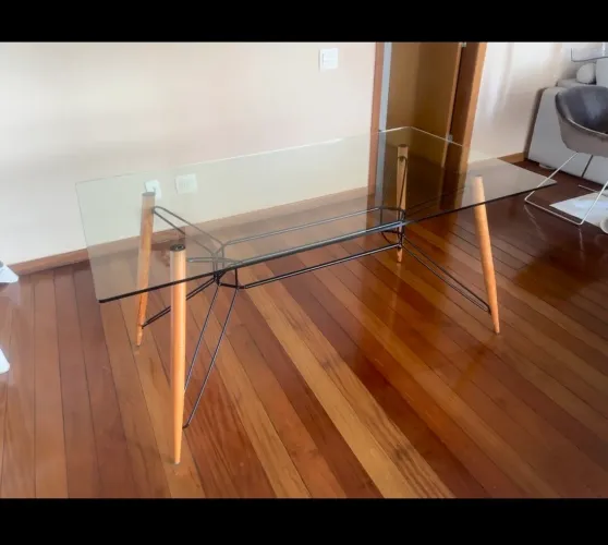 Mesa Tampo de Vidro 1,60x0,90m - 6 lugares 