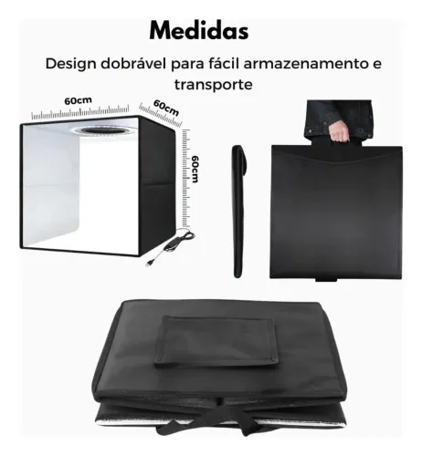 Mini Studio Fotográfico Profissional Com Led Dobrável Fotos