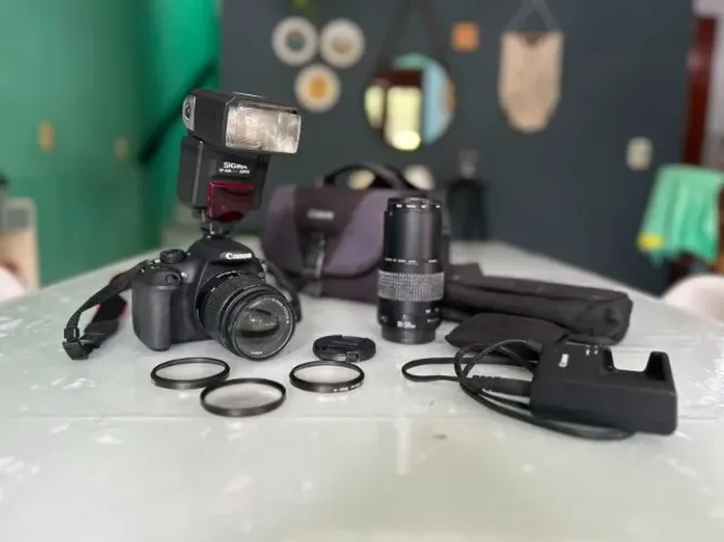Canon EOS 1200D (Rebel T5) + Lente 80-200mm + Flash Sigma + Filtros Macro | Kit Completo
