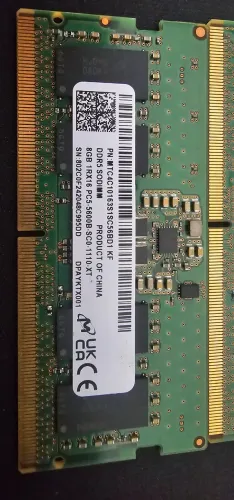 Memórias Micron DDR5 8GB 5600MHz SODIMM para NOTEBOOK - Como Novas / Test