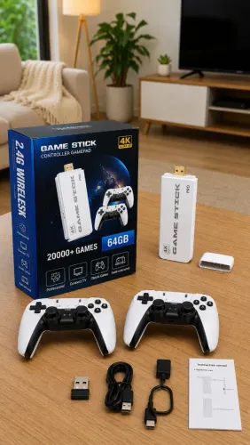 Vídeo Game Stick M15 Pro Presente de Natal 4K 64GB HDMI 2 Controles Sem Fio +20mil Jogos