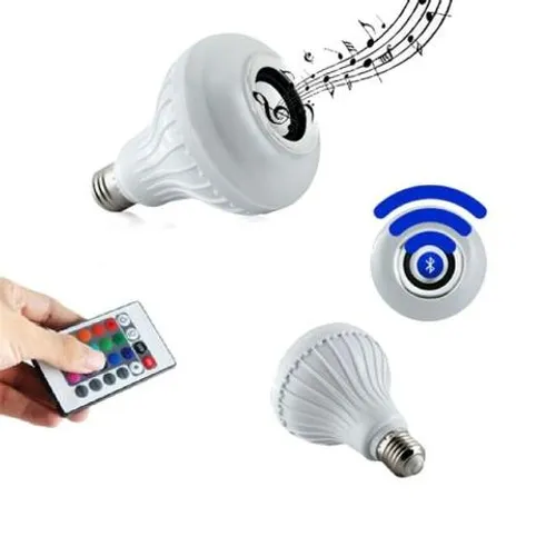 Lampada LED 7w RGB Caixa Som Bluetooth Controle 2 Em 1 MP3