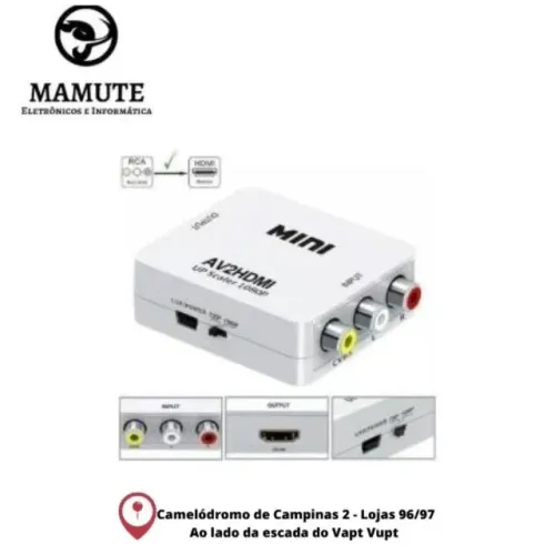 Conversor Áudio E Vídeo Rca Para Hdmi Av x hdmi / Temos todos os outros