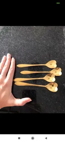 Kit de colheres de sobremesa aço inoxidável dourado 4 peças por 25,00