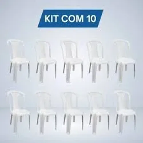Cadeira plástica SEM braço - lote com 10 unidades