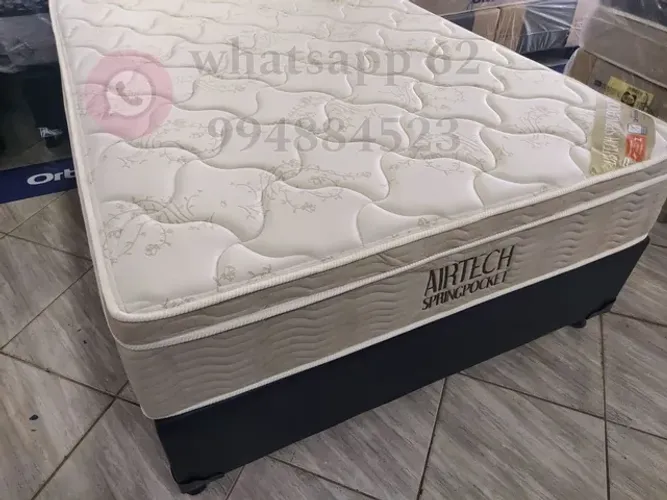 Conjunto cama box casal airtech ortobom molas ensacadas. 