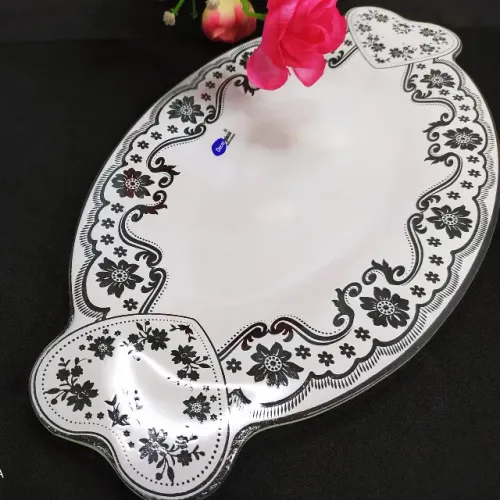Travessa Oval Coração Grande Renda 36x18cm 17655 Promoção