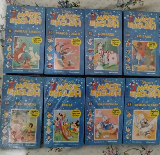 8 VHS DESENHOS DISNEY EM INGLÊS, LACRADOS, PERFEITOS  