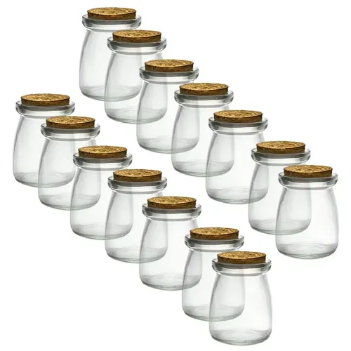 Lote Pote de vidro com tampa de rolha - 100ml
