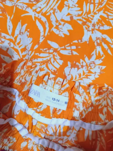Calça ZARA Laranja Estampado infanto juvenil veste 12/13/14