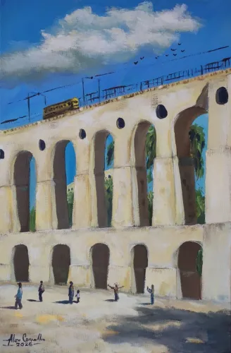 Quadro pintado à mão - Arcos da Lapa