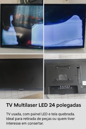 TV Multilaser LED 24? - Usada com Defeito | Ideal para Peças ou Reparo