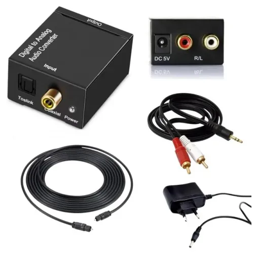 Kit Conversor De Áudio Óptico Digital Para Rca P2