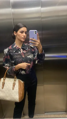 BLUSA SOCIAL FLORAL P/M
