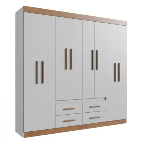 Guarda-Roupa 8 Portas 4 Gavetas Branco - Novo