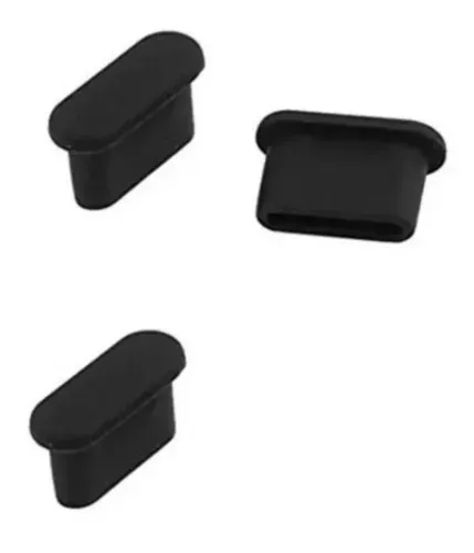 Kit 3 Plugs Anti Poeira Preto Para Celulares Usb-c (NOVO)