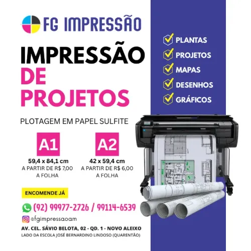 Impressão Plotagem de Projetos A1 e A2