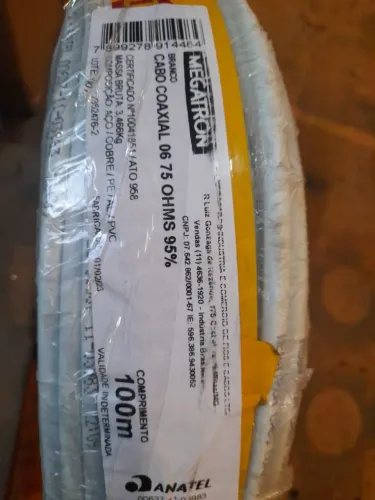 1 rolo (100m.) Cabo coaxial cor branco