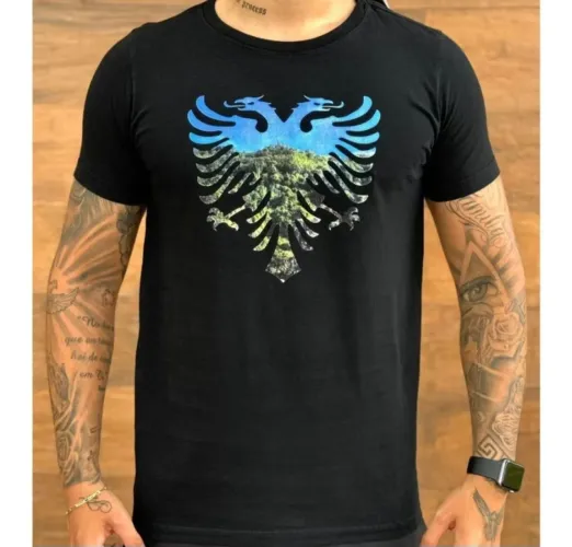 Camiseta Preta com Águia da Albânia