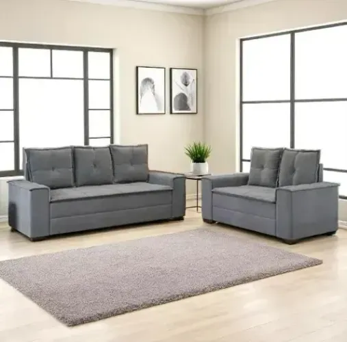 PRODUTO NOVO Sofá 2 e 3 lugares Barcelona Cinza (pagamento na entrega)