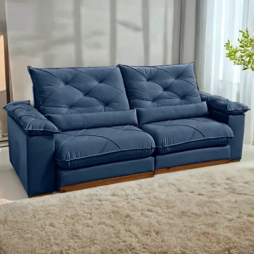 Sofá Retrátil e Reclinável Gran Paladium (Pillow) 2,50 m Veludo tt972m