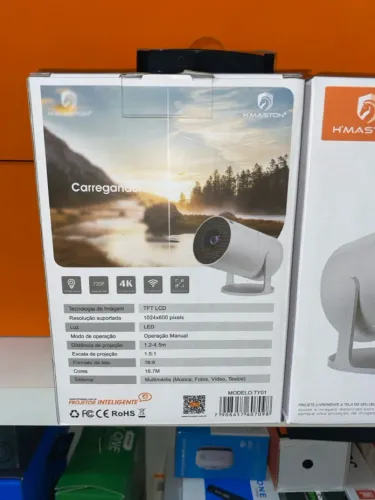 Projetor TY01 HMASTON Portátil 4K com Wi-Fi e Som Estéreo