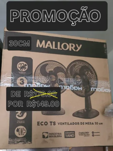 VENTILADOR MALLORY 49CM -NOVO LACRADO '-R$149.00 AVISTA. 