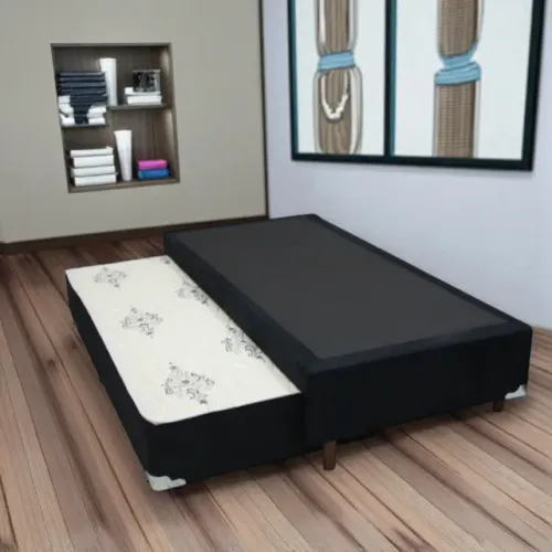 Bicama Box Base Solteiro com Auxiliar Conjugada 88cm x 1,88m Suede Premium